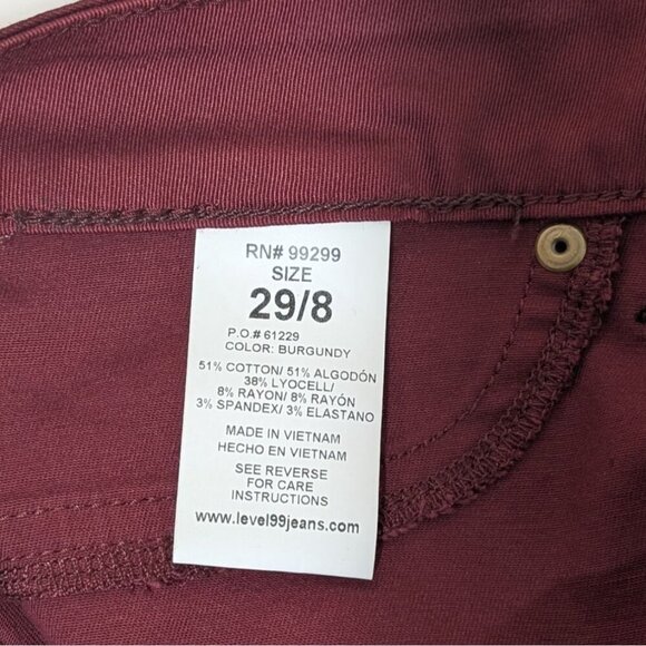 Level 99 Mid Rise Coated Skinny Jeans Eco-Leather Moto Edgy Womens Size 29/8 - Picture 7 of 12